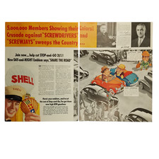 1940 Shell Gasoline Vintage 2 Page Print Ad Share The Road Cut Stop And Go