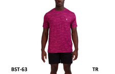 SPYDER Men's Printed Short Sleeve Rash Guard Quick Dry T-Shirt, RASPBERY, M