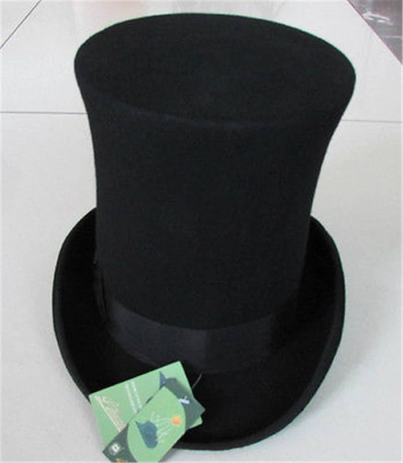 Gorra negra de 25 cm de alto vintage 100 % lana sombrerero loco fiesta mágica Foto 4 de 4