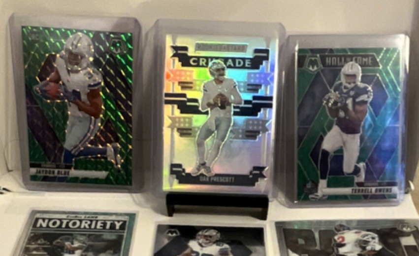 2025 Panini Prizm Crusade Notoriety Lot - Cowboys Prescott Owens Blue - 9 Cards