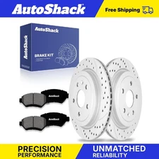 Rear Drilled Slotted Brake Rotors Premium Ceramic Pads for Chevy Camaro V6