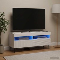 Led-Tv-Schrank Haarlem 100 X 35 X 43 Cm Hochglanz Weiß