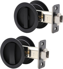 Matte Black Pocket Door Lock, Double Sided Privacy Latch for 2" Thick Doors