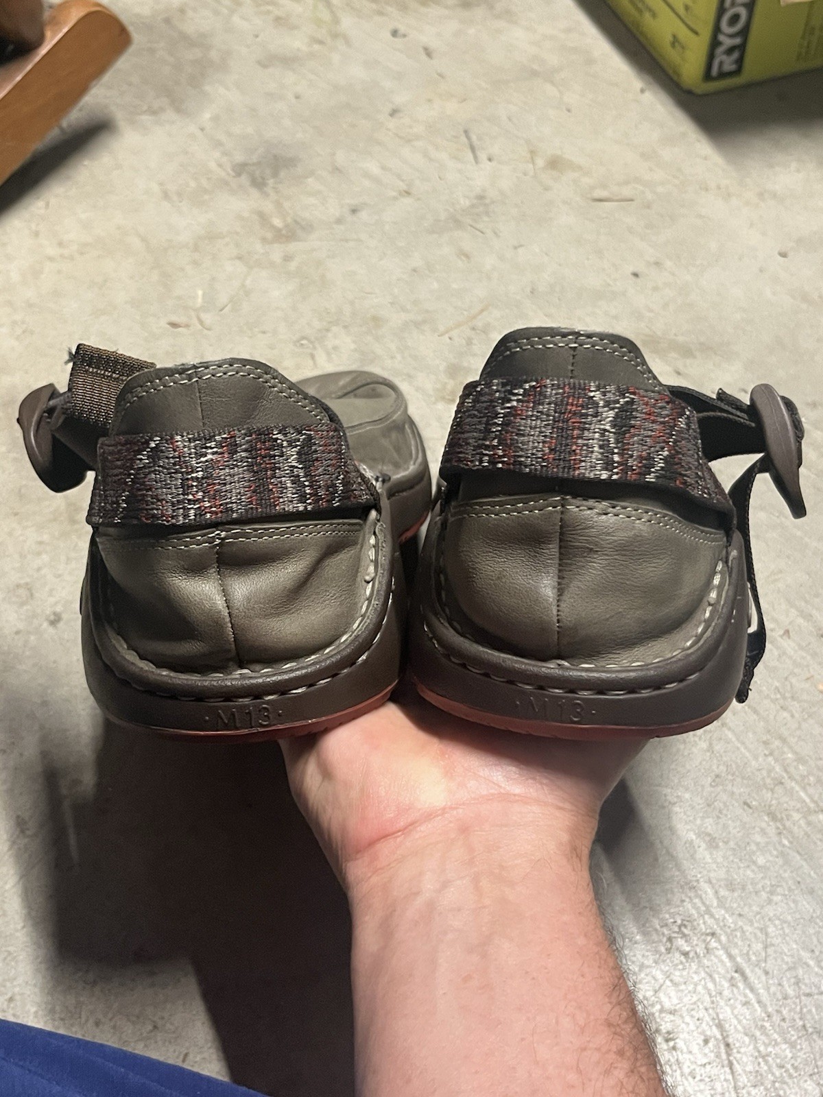 RARE men’s Chaco ToeCoop Vibram Jade Olive Green leather waterproof clogs 13 /46 image 7
