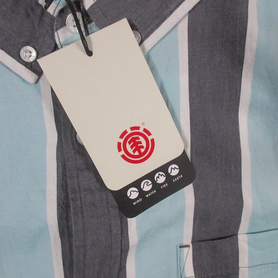 Mens XXL Short Sleeve Button Shirt Blue Striped Cotton Casual Element NEW $50 - Image 4 of 4