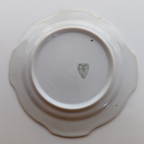 Vintage selten Burgauer Porzellan Fabrik signiert PBM Efeu Rebe kleiner Dessertteller - Bild 2 von 4