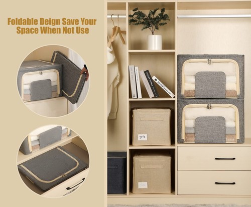 3 Pack Clothes Storage Organizer, Large Storage Bins for Closet, Foldable Clo... - Picture 6 of 7