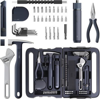 HOTO 40-Piece Tool Kit, Household Essentials Tool Set w/Smart Electric Screwdriv