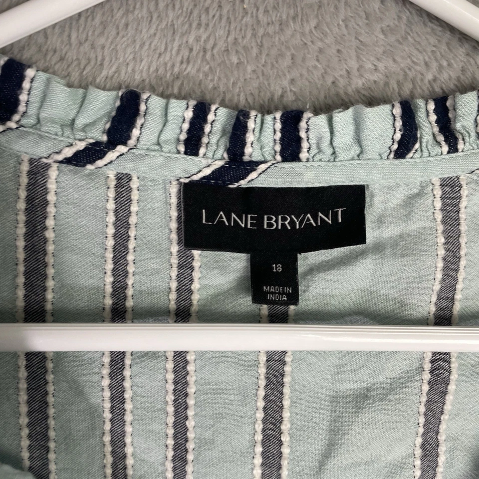 Top Lane Bryant para mujer talla 18 verde a rayas sin mangas cuello en V informal para dama Foto 2 de 4