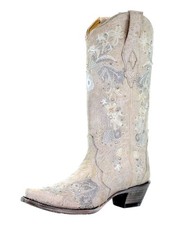 Corral Western Boots Womens Floral Embroidery Crystals White A3521