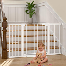 30-54" Extra Wide Baby Gate for Stairs, Dual Lock Self-Closing Dog Gate Indoor