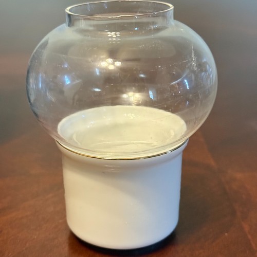 Vintage Porcelain Mini Hurricane Candle Holder with Glass Globe Christmas Tree D - Picture 4 of 9
