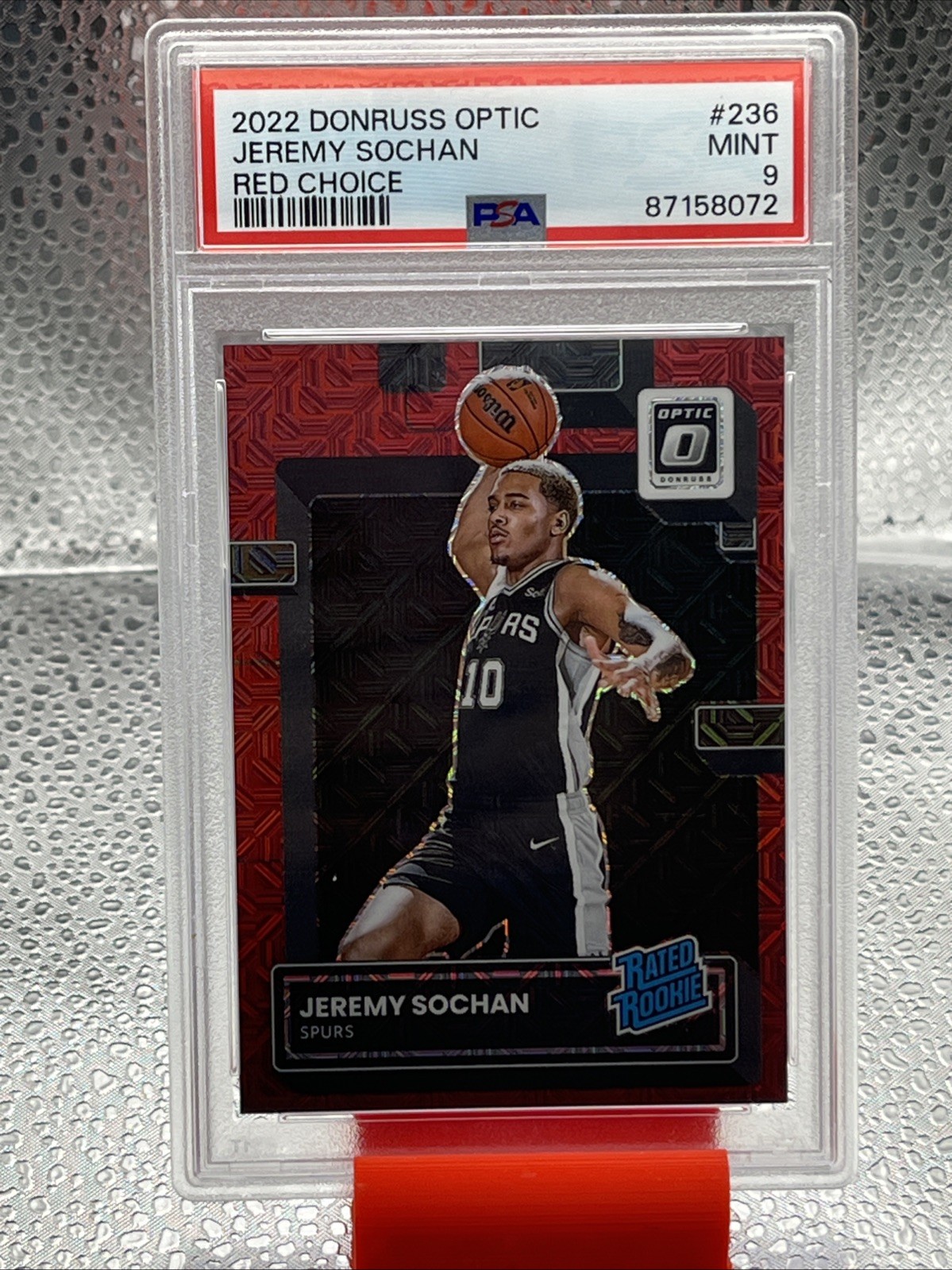 2022 Donruss Optic - Jeremy Sochan Rated Rookie #236 Red Choice /88 PSA 9