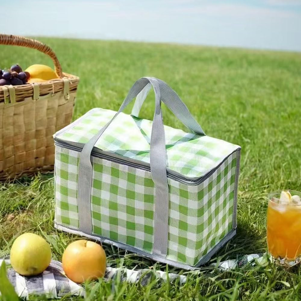 Insulated Bag Picnic Basket Bags Beach Bag Foldable Cooler Bag Reusable with Zip