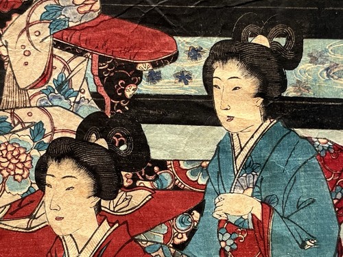 Court Ladies in Edo Castle Ukiyo-e Meiji Woodblock c. 1890 Toyohara Chikanobu - Picture 4 of 24