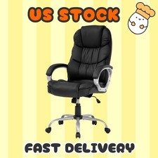 High Back Ergonomic Office Chair, Adjustable PU Leather Desk Chair
