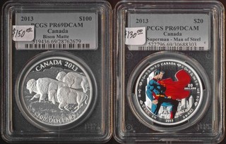 🔥 2013 CANADA $100 BISON $20 SUPERMAN (BOTH .9999 SILVER) PCGS PR69DCAM🔥NR🔥