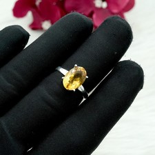 Citrine Ring, Sterling Silver Jewelry, Adjustable Ring, Yellow Gemstone Ring