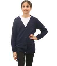 GIRLS Button Cardigan Fleece Jumper Kids School Uniform Sweatshirts top Pockets
