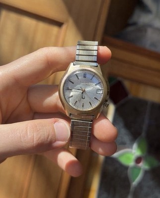 【稼働品】希少！BULOVA ACCUTRON メンズクォーツ腕時計ヴィンテージ Men's Gold-tone Bulova Accutron Date Watch, Vintage 1970s Tuning