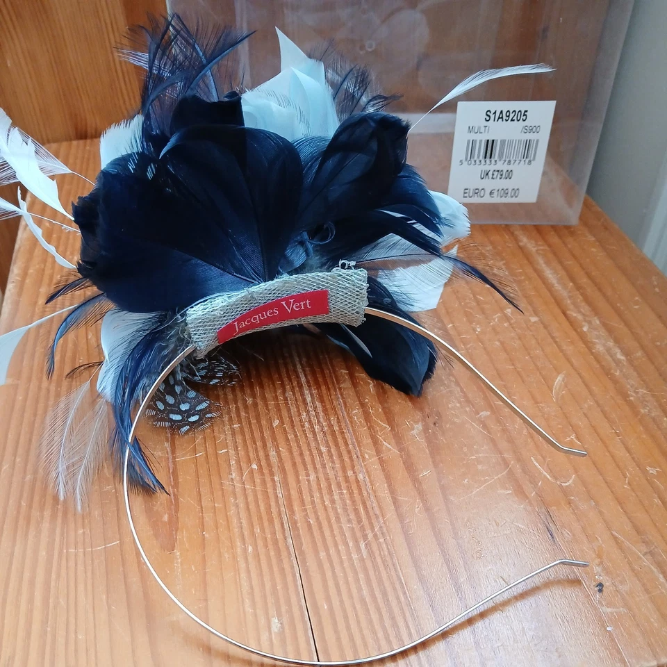 Jacques Vert Navy & light Blue Feathers Fascinator on headband excellent - Image 2 of 4