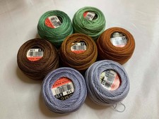 lot of 7 DMC 116 8 Perle Cotton Thread Balls, Size 8 new 136 Earth Tones