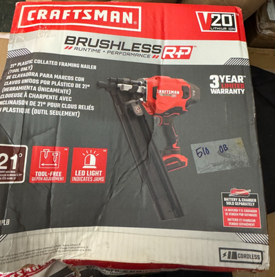 #ad CRAFTSMAN Brushless RP 3 1 4 in in 21 Degree Cordless Roundhead Framing Nailer $300.00