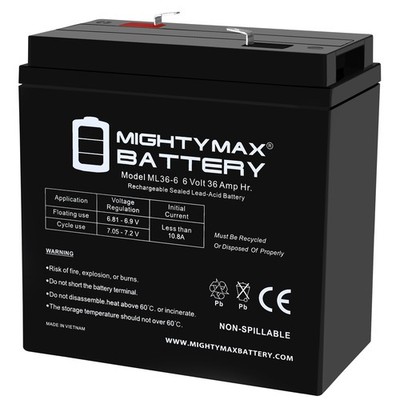 Mighty Max 6V 36Ah AGM F2 Terminal Battery Compatible With ELS EDS6330