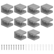 Confezione 10 Staffe Scaffale Vetro Morsetto Ottone Regolabile per Vetro Spessore 5-8mm [Nero]