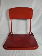 Vintage Metal Red Vinyl Stadium Bleacher Fold Up Seat Chair Boat Clamp On #2