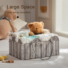 Large Baby Diaper Caddy, Paper Rope Storage Baskets Nursery Bin with Removabl...
