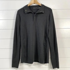 Ralph Lauren Womens Black Label Wool Blend 1/4 Zip Snap Sweater L Made in Italy