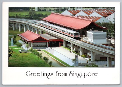 Singapore Cancel to US Mass Rapid Transit System Electric Train 1995 postcard E1