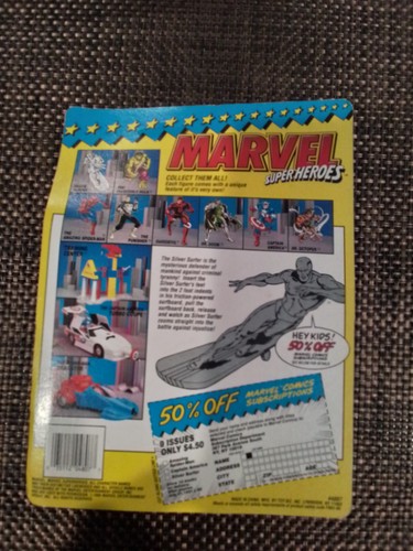 MARVEL SUPER HEROES/ TOY BIZ- "Silver Surfer" w/action surfboard. SEALED - 第 2/2 張圖片