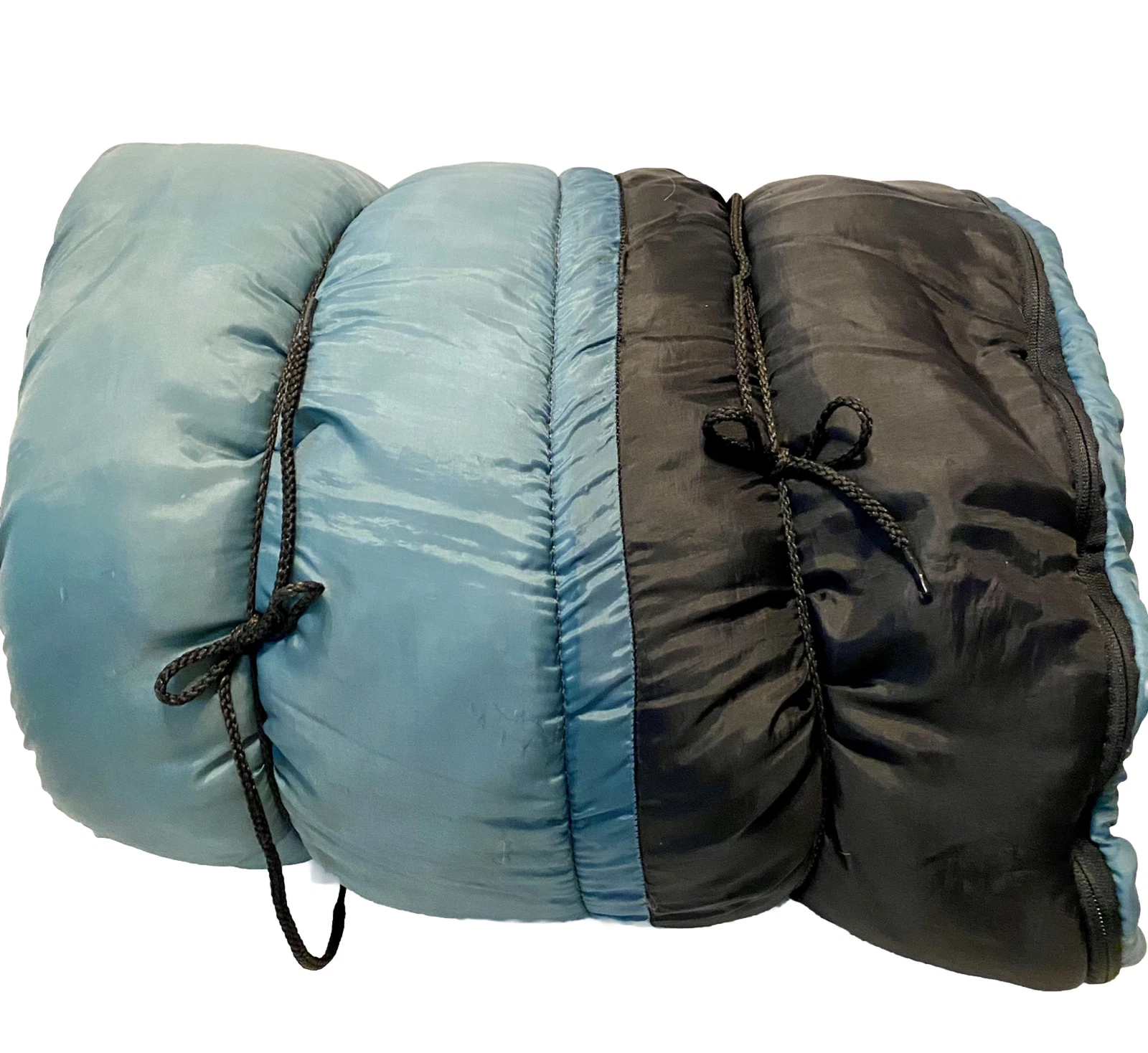 Coleman Adult Sleeping Bag 75x33" Teal Black Nylon Comfort Cuff Plow Zip Used 1x