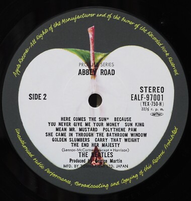 Beatles Abbey Road UK盤 stereo left apple The Beatles – Abbey Road – Vinyl (Misaligned Apple, LP