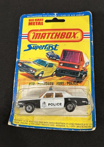 1979 Vintage Matchbox Superfast No. 10 Plymouth Grand Fury Police Car