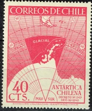 Chile Antarctica Territory claim Map stamp 1940 MNH A-6