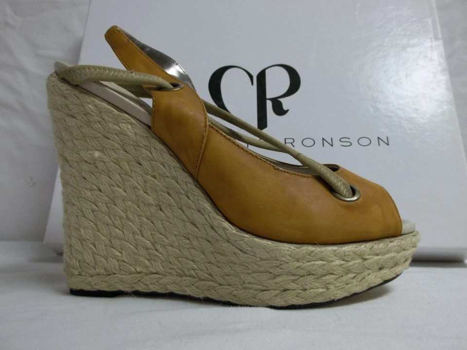 Nuevos zapatos para mujer Charlotte Ronson talla 7,5 M Joshephine cuero camel cuñas Foto 3 de 4