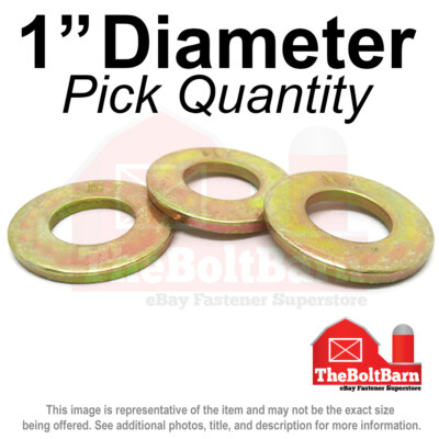 1'' SAE Flat Washers Grade 8 Steel Zinc Yellow (Pick Quantity)