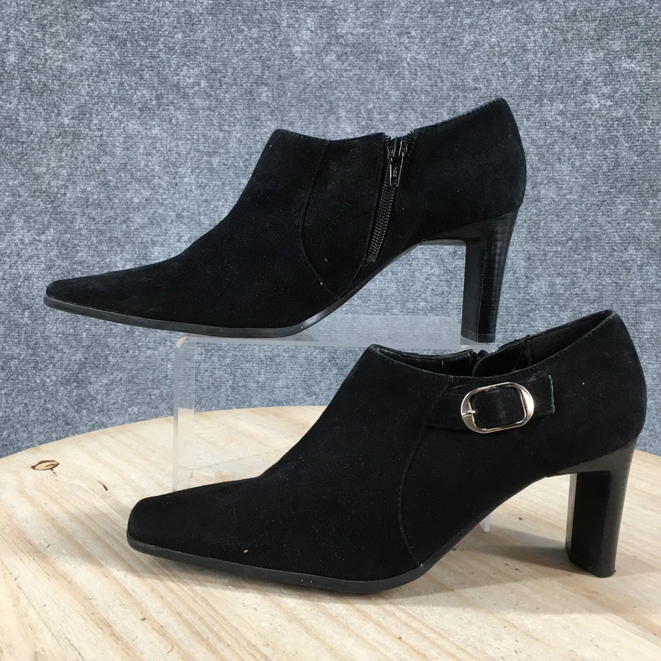 Botas Bandolino Mujer 9 M Graciosas Cremallera Lateral Tacón Botín Negro Gamuza Foto 2 de 4