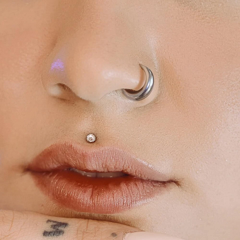 Pendientes de aro Daith clicker tabique anillo nariz segmento bisagras acero quirúrgico 16G Foto 4 de 4