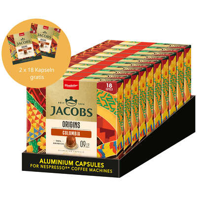 JACOBS Kapseln Origins 9 Colombia Nespresso * kompatible 10 x 18 + 2x 18 gratis!