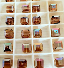Swarovski Crystal 5601 8mm cube beads, Astral Copper 6pcs 