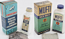 Vintage Lot Mufti Shoe White Crescent Snow White Shoe Cleaner Shine Advertising