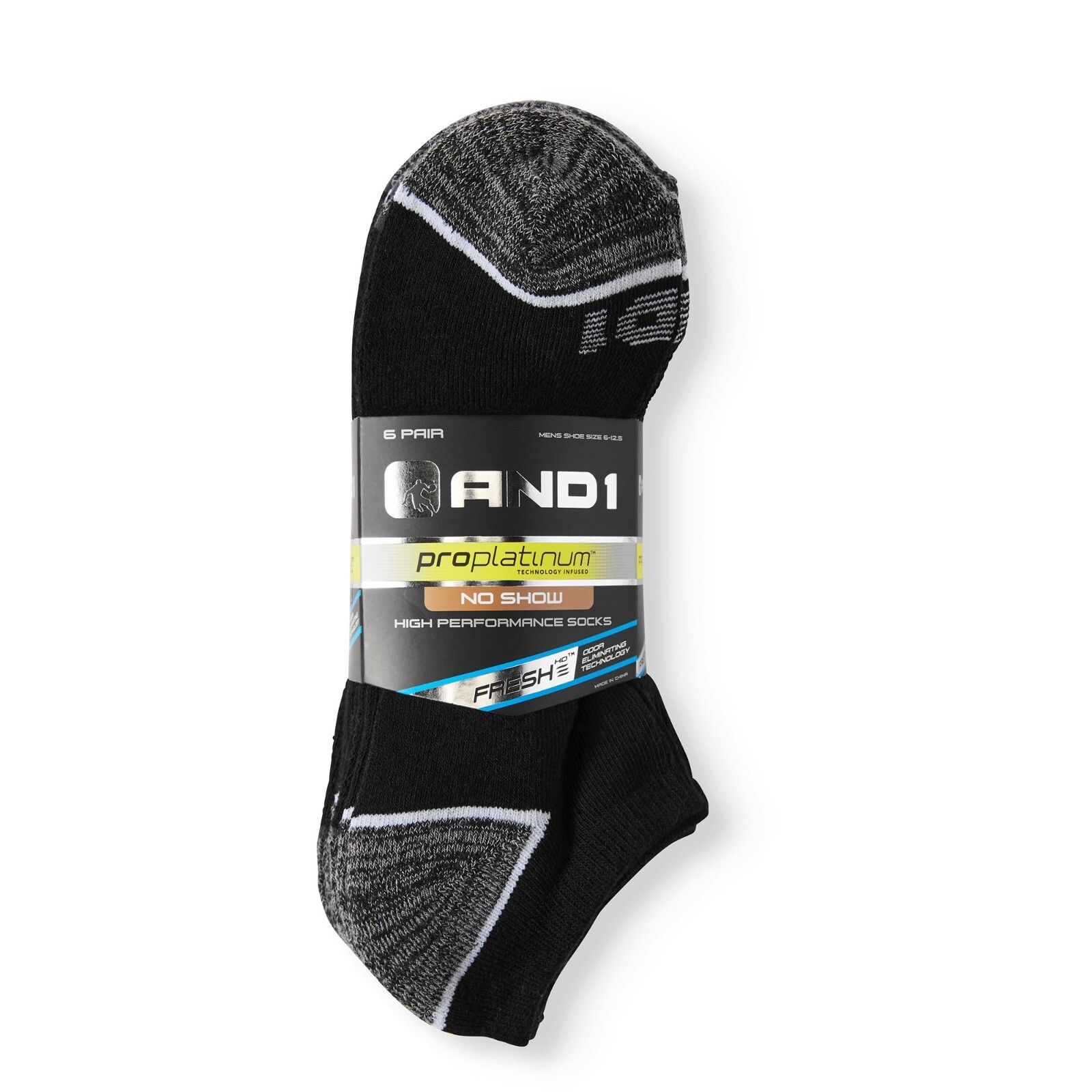 AND-1 Men's Pro Platinum Low Cut Socks, 6-Pack