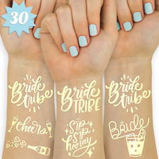 30 Bride Tribe Metallic Tattoos  Bachelorette Party Decorations, Bridesmaid Fav