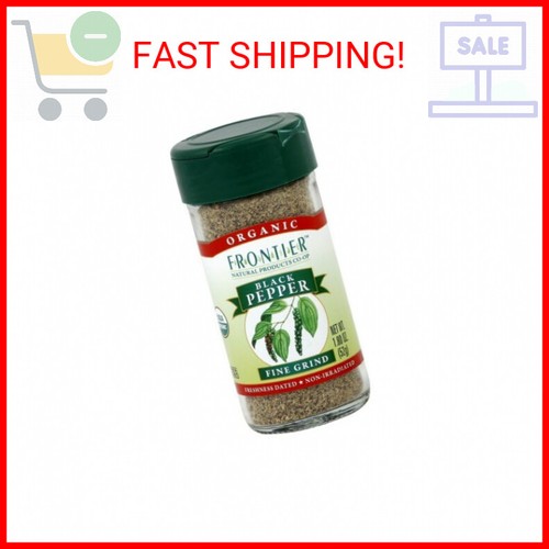 Frontier Co-op Organic Fine Ground Black Pepper, 1.8 Ounce Bottle, Full-bodied F