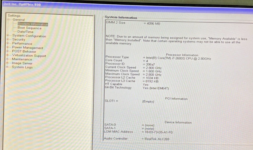 Dell OptiPlex 990 SFF- i7-2600S - 4GB RAM - 256GB SSD - POWER CABLE (OFFERS OK) - Image 3 of 4