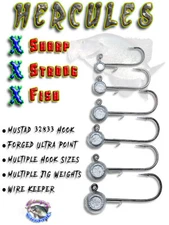 Hercules EXTRA HEAVY Hook Jig Heads, Wire Keeper (25ct)